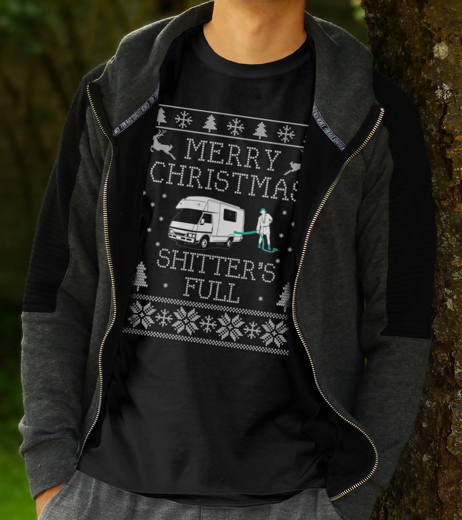 Merry Christmas Shitter's Full Ugly Sweater Camper Van Holiday Humor T-Shirt