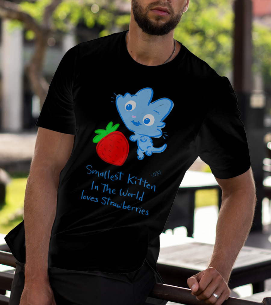 Smallest Kitten In The World Loves Strawberries T-Shirt