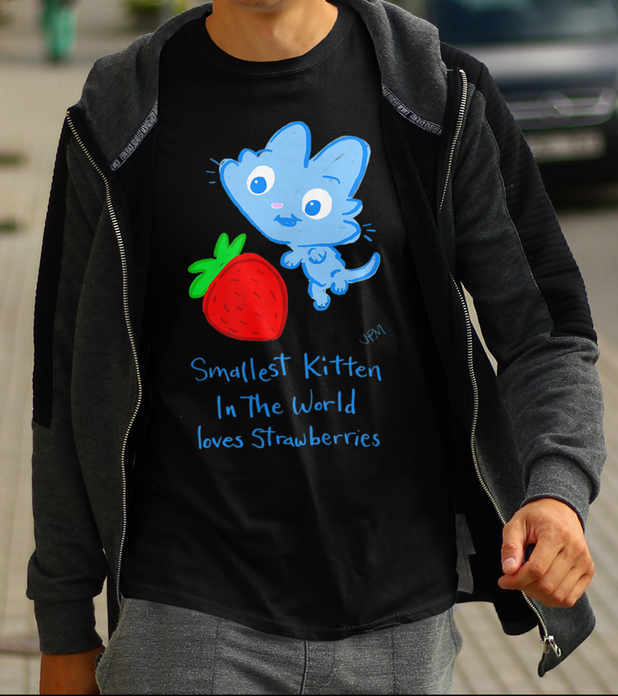 Smallest Kitten In The World Loves Strawberries T-Shirt