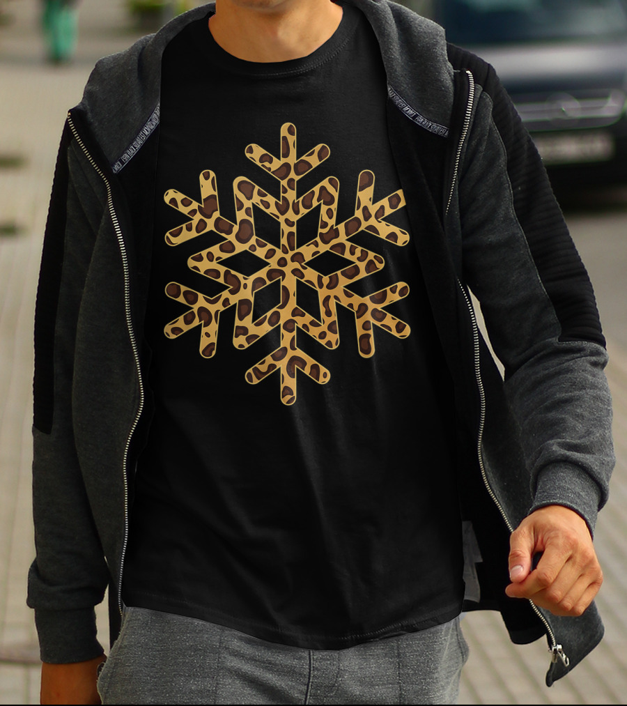 Snowflake Christmas Leopard Print Winter T-Shirt