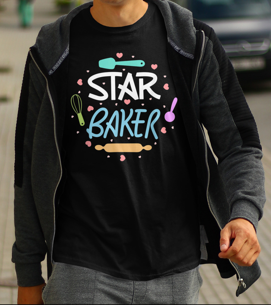 Star Baker Baking Utensils Hearts Fun T-Shirt