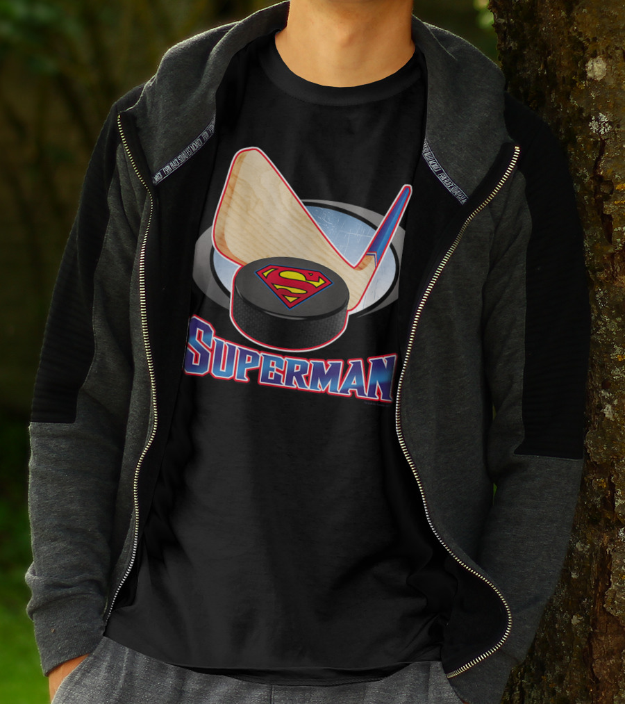 Superman Hockey Stick Puck T-Shirt