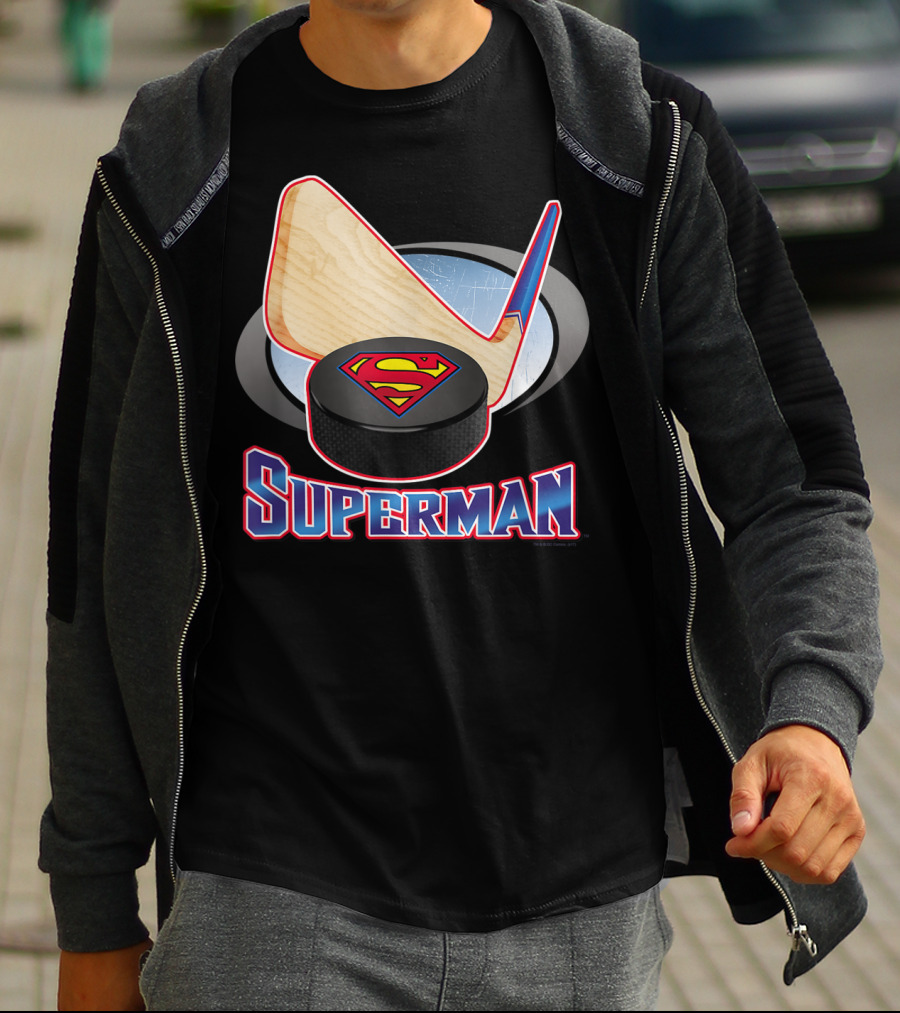 Superman Hockey Stick Puck T-Shirt