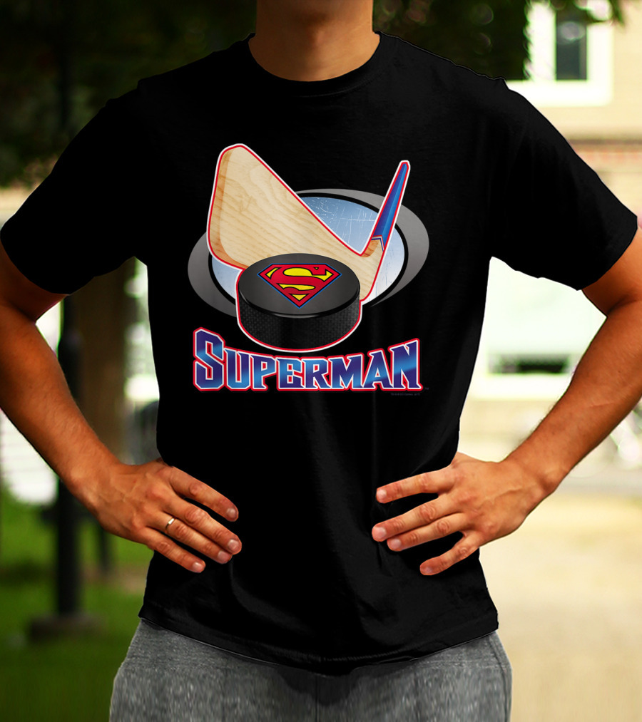 Superman Hockey Stick Puck T-Shirt