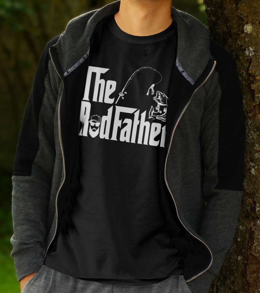 The RodFather Fishing Rod Fish Reel Bearded Man T-Shirt