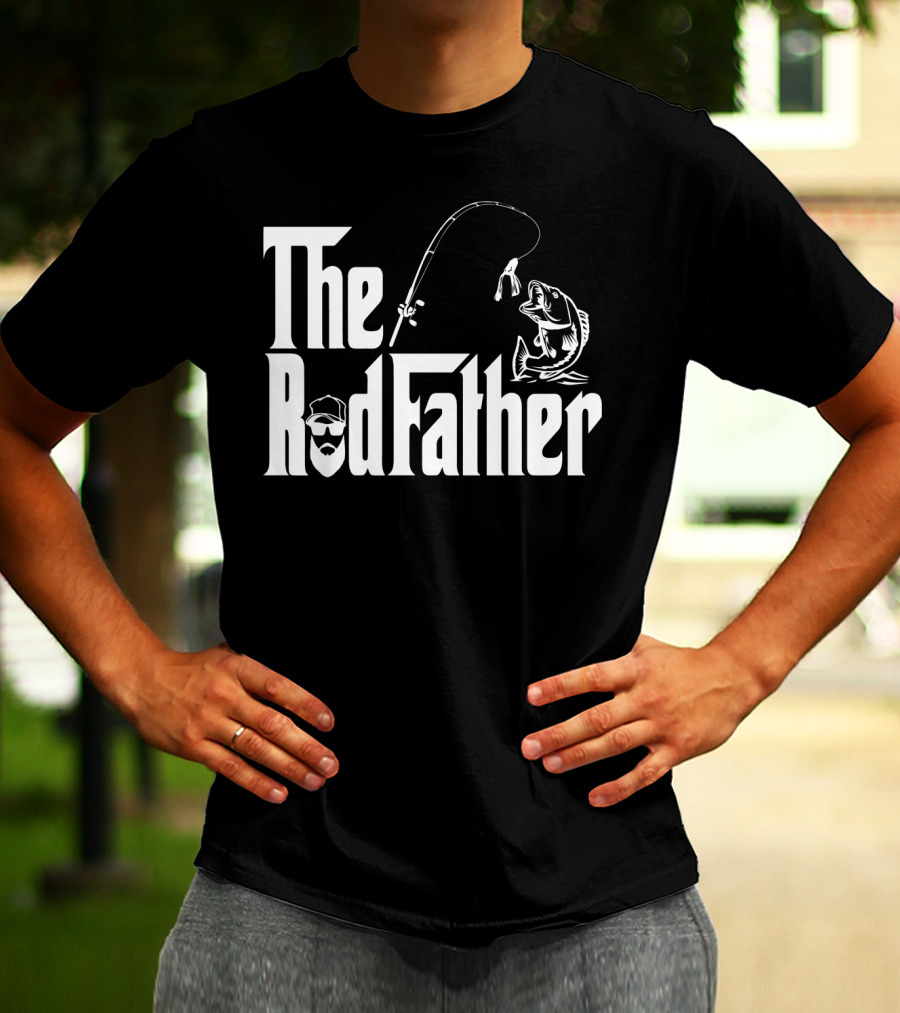 The RodFather Fishing Rod Fish Reel Bearded Man T-Shirt