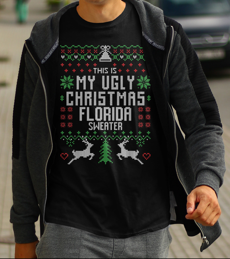 THE IS MY UGLY CHRISTMAS FLORIDA SWEATER REINDEER TREE BELLS T-Shirt