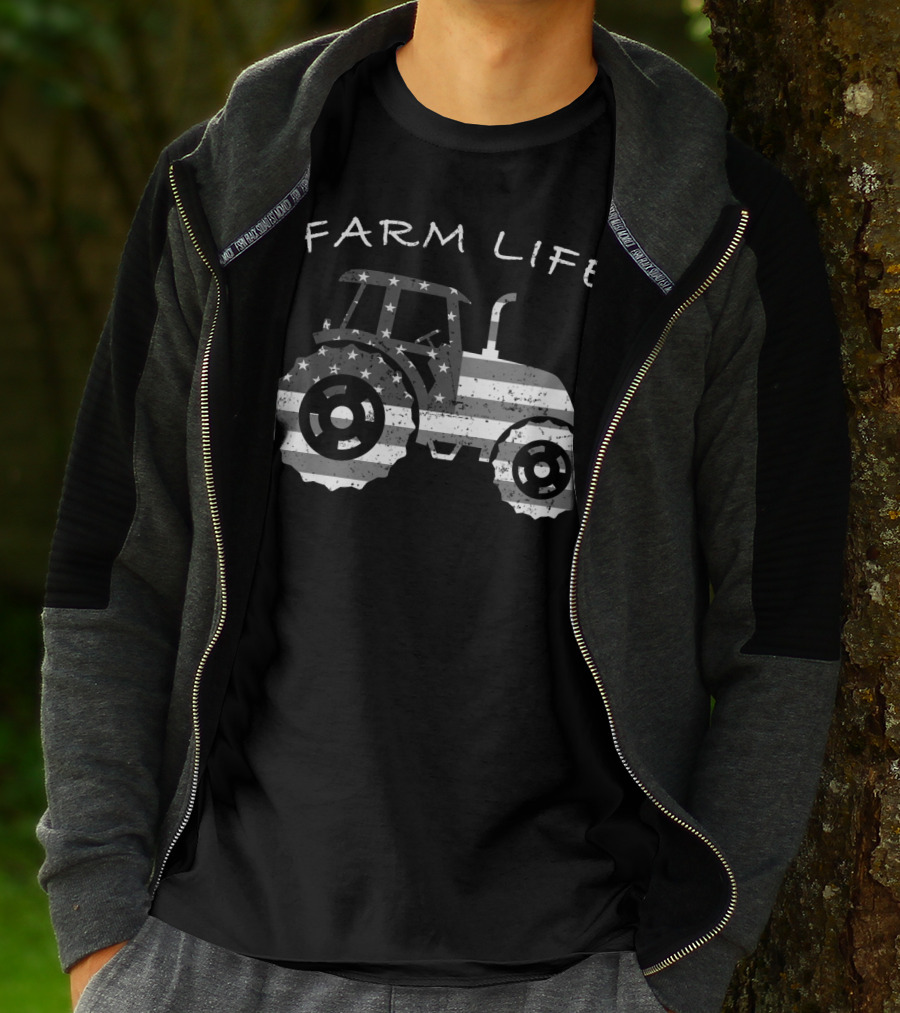 Farm Life Tractor American Flag Farmer T-Shirt