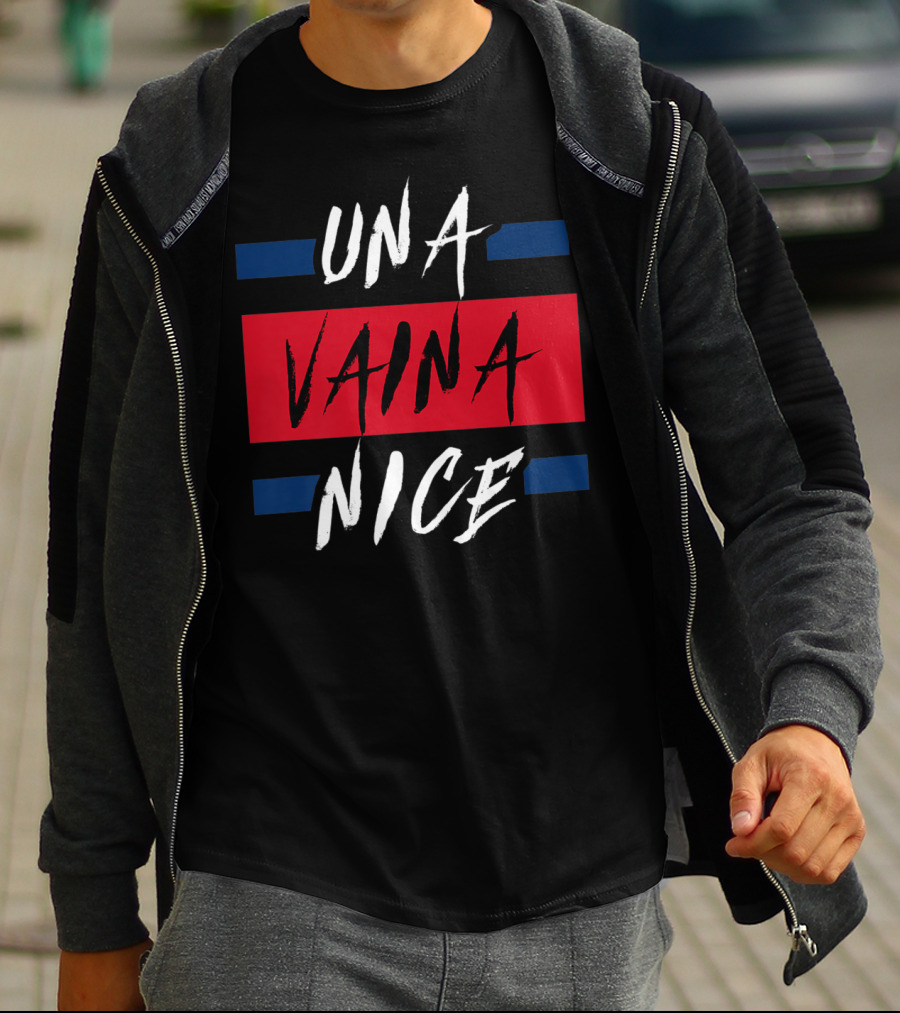 Una Vaina Nice Funny Dominican Bold Red And Blue Text T-Shirt