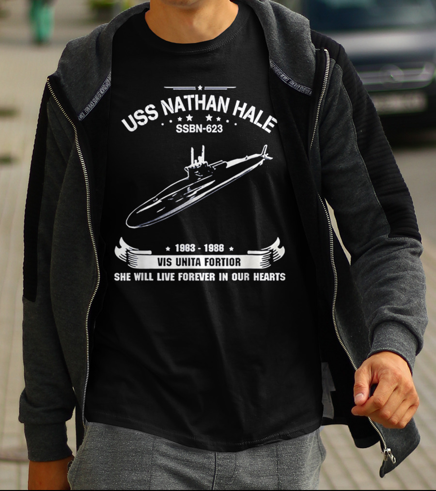 USS Nathan Hale SSBN-623 1983-1988 Vis Unita Fortior She Will Live Forever In Our Hearts T-Shirt