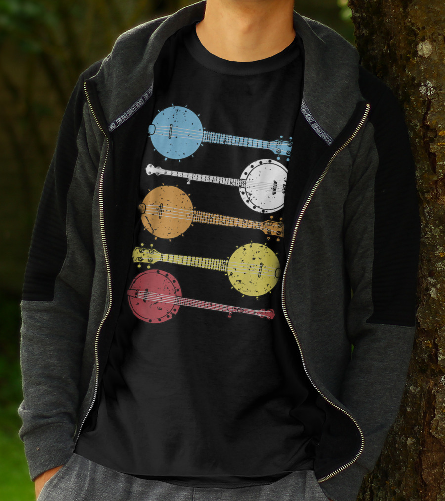 Vintage Banjo Country Music Colorful Banjos T-Shirt