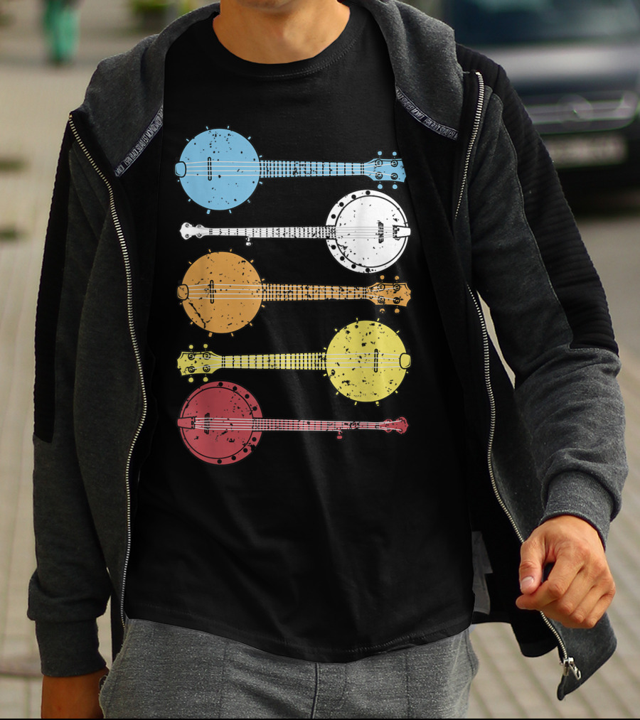 Vintage Banjo Country Music Colorful Banjos T-Shirt