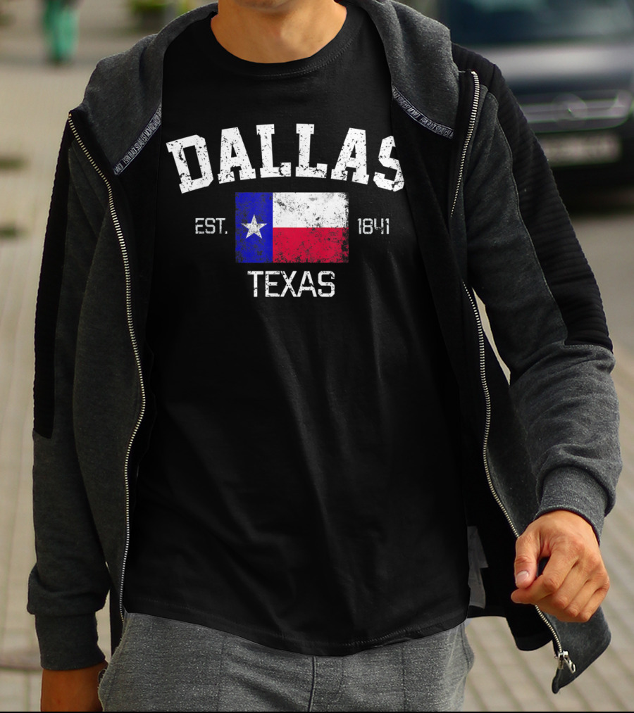 Dallas Texas Est 1841 Vintage Texas Flag Iconic T-Shirt