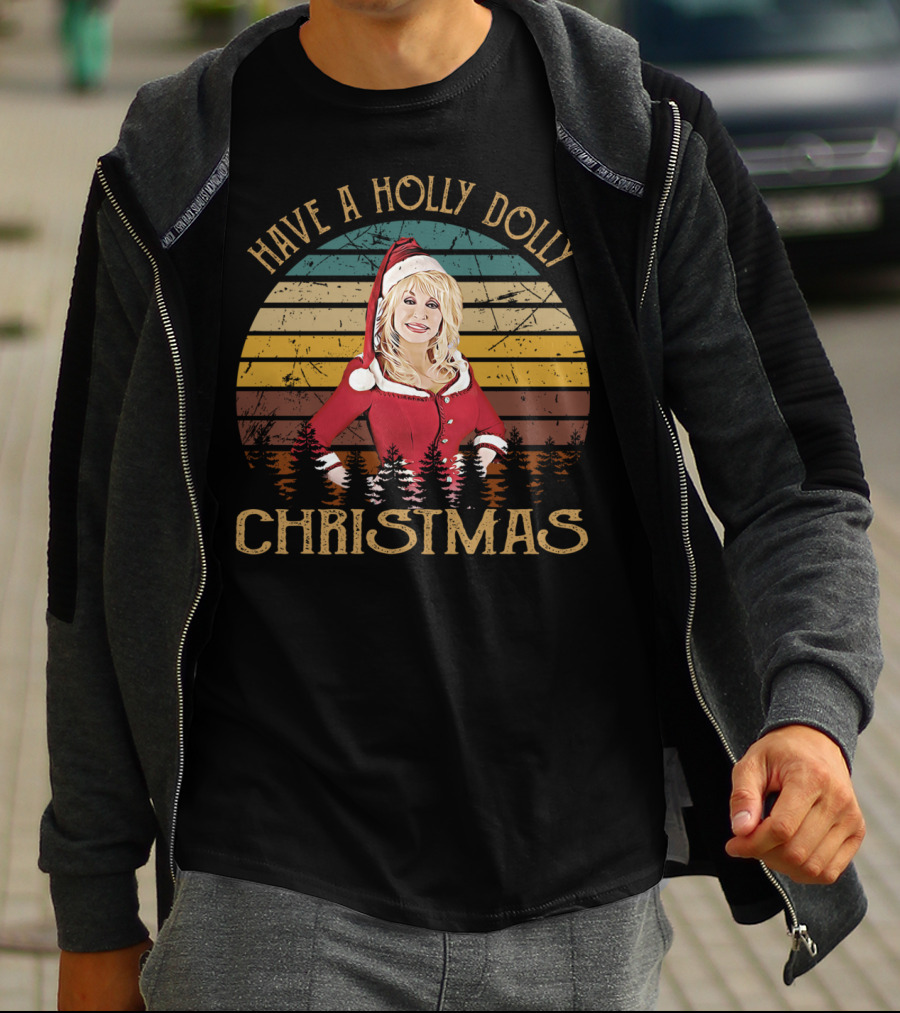 Have A Holly Dolly Christmas Vintage Dolly Xmas T-Shirt