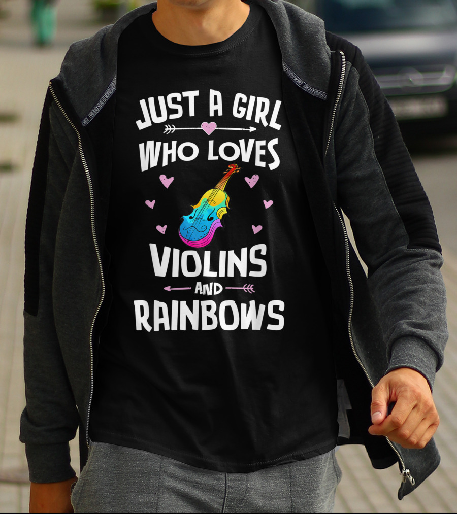 Just A Girl Who Loves Violins And Rainbows T-Shirt