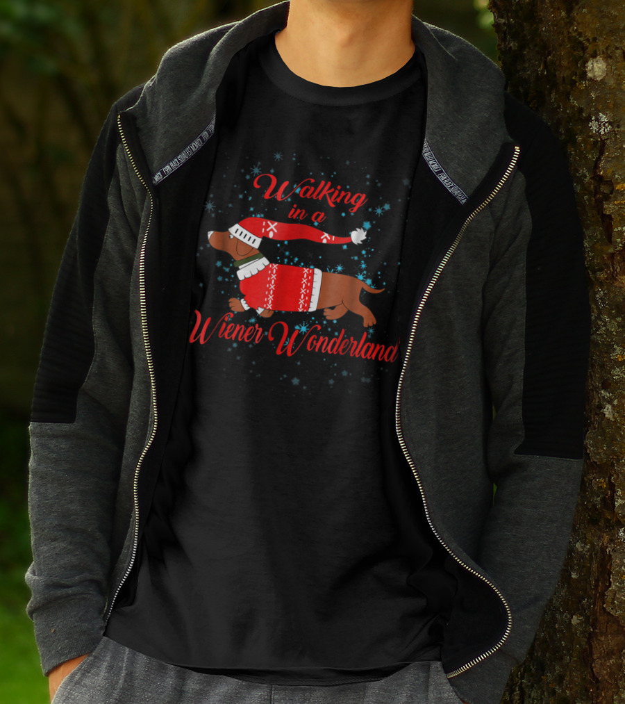 Walking In A Wiener Wonderland Christmas Dachshund Dog Winter T-Shirt
