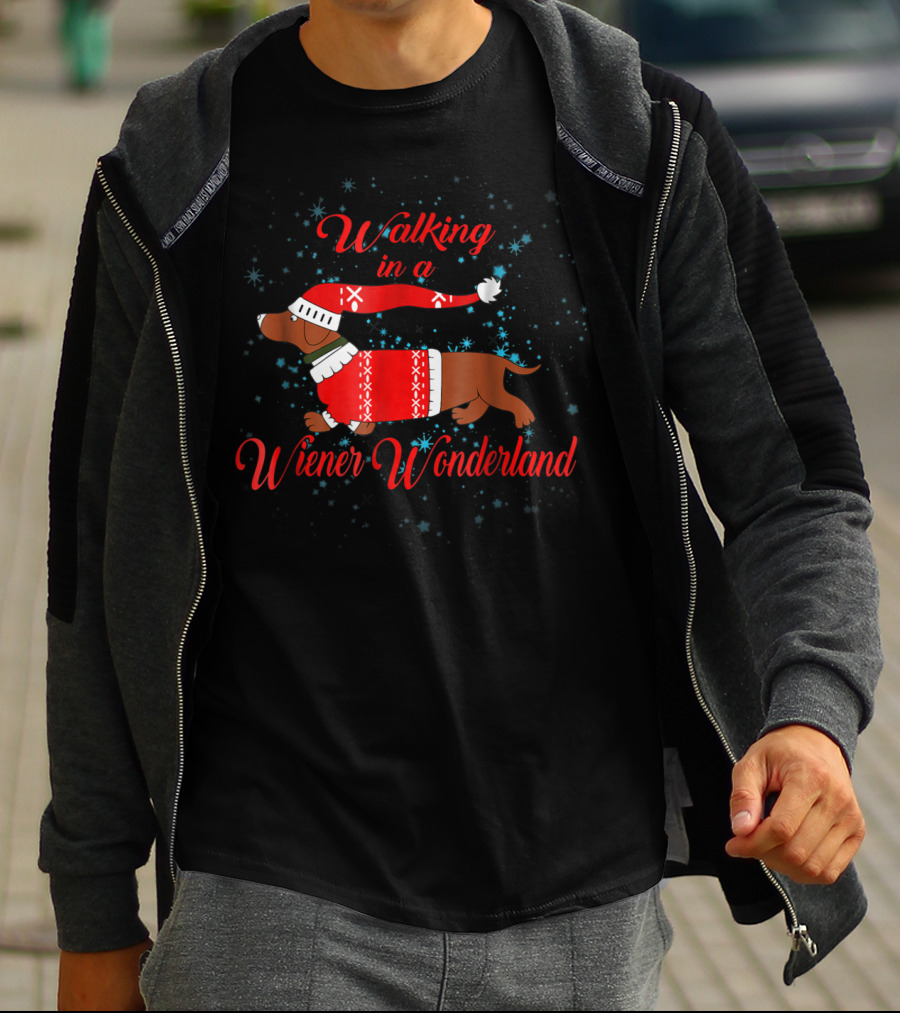 Walking In A Wiener Wonderland Christmas Dachshund Dog Winter T-Shirt