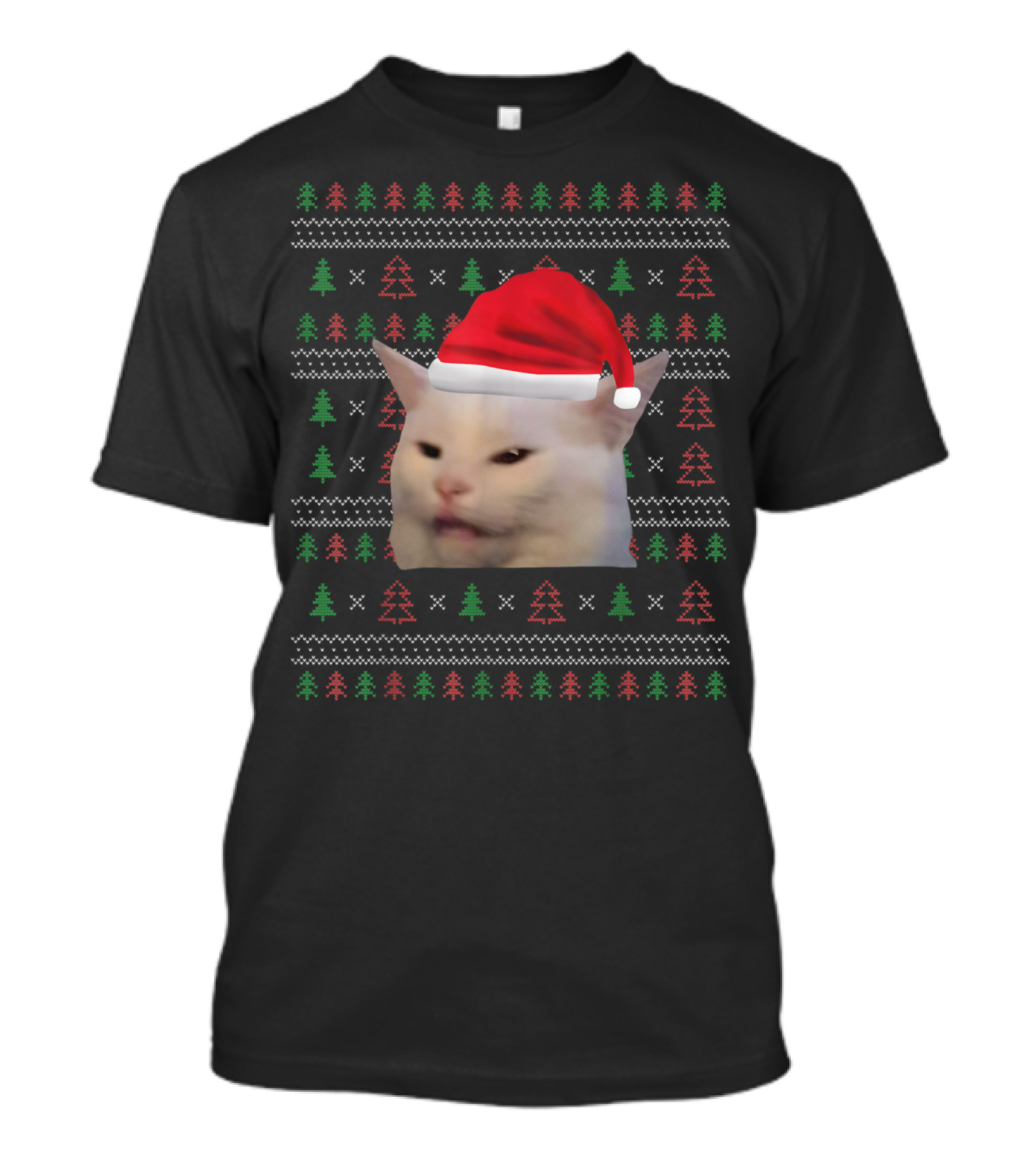 Christmas Confused Cat Meme Ugly T-Shirt