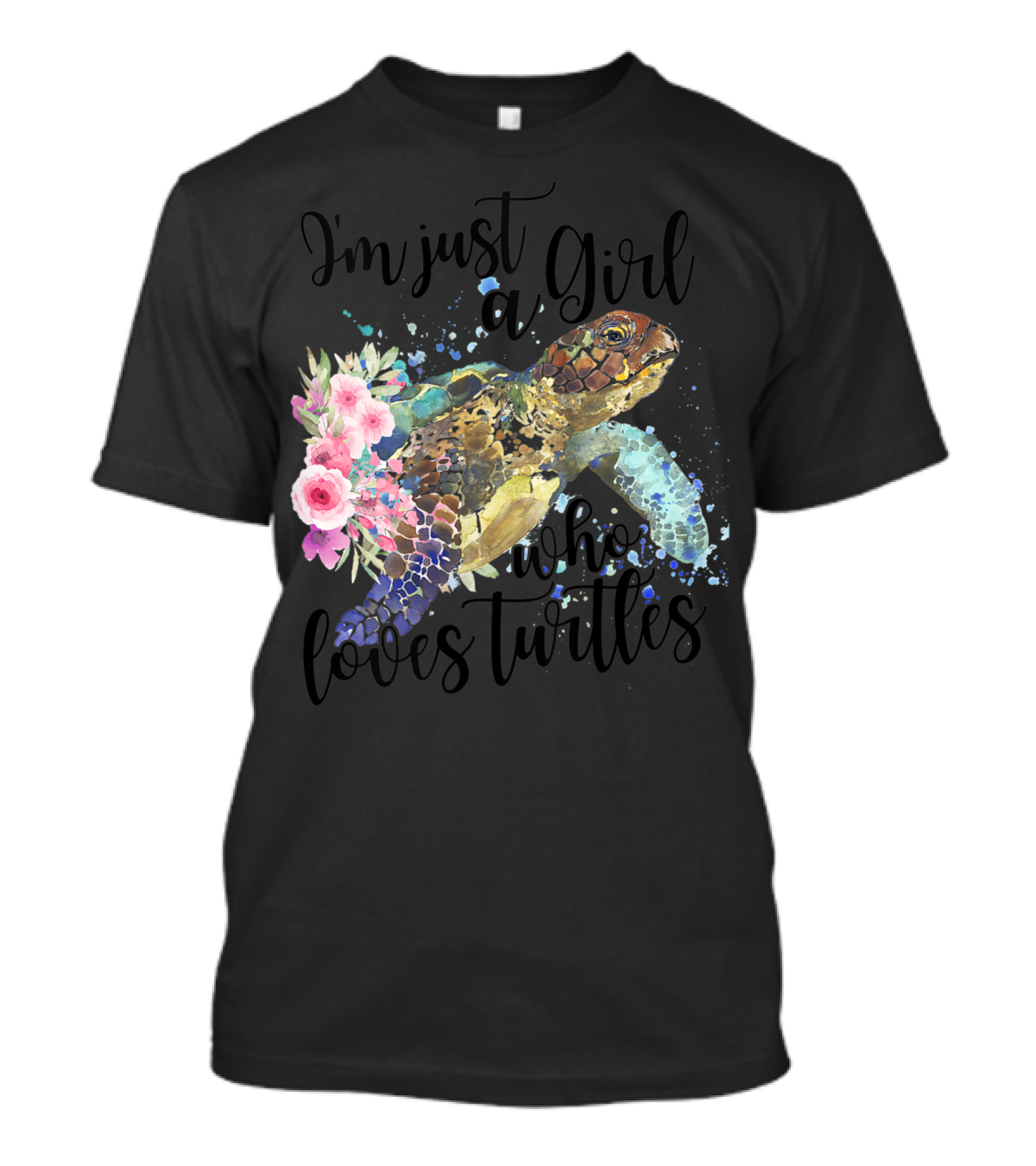 I'm Just A Girl Who Loves Turtles With Floral Turtle T-Shirt