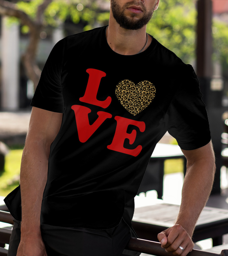 LOVE Leopard Heart Valentines Day Cute T-Shirt