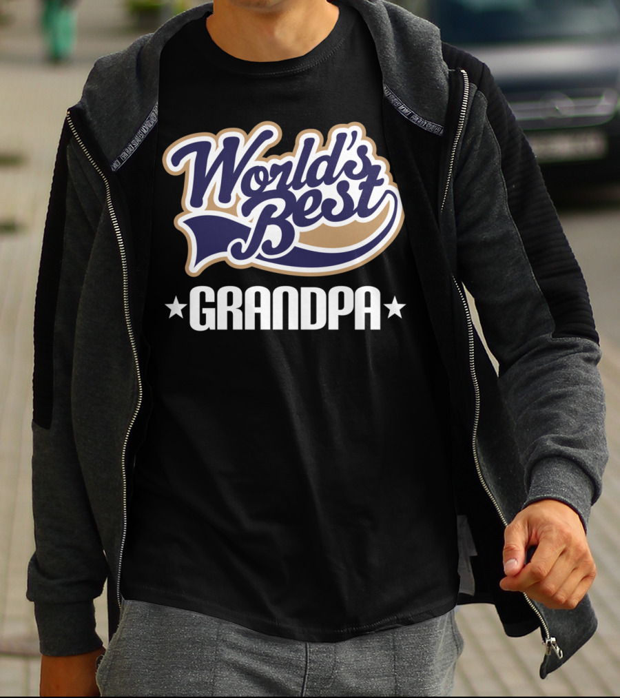 World's Best Grandpa Bold Vintage Style With Stars T-Shirt
