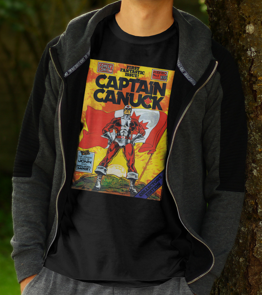 Comely Comix First Fantastic Issue Captain Canuck July 75 No. 1 Collector's Edition T-Shirt
