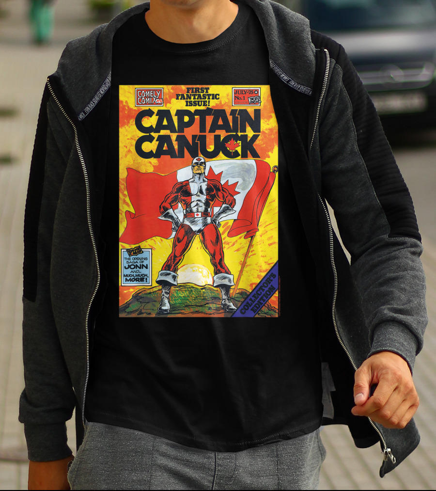 Comely Comix First Fantastic Issue Captain Canuck July 75 No. 1 Collector's Edition T-Shirt