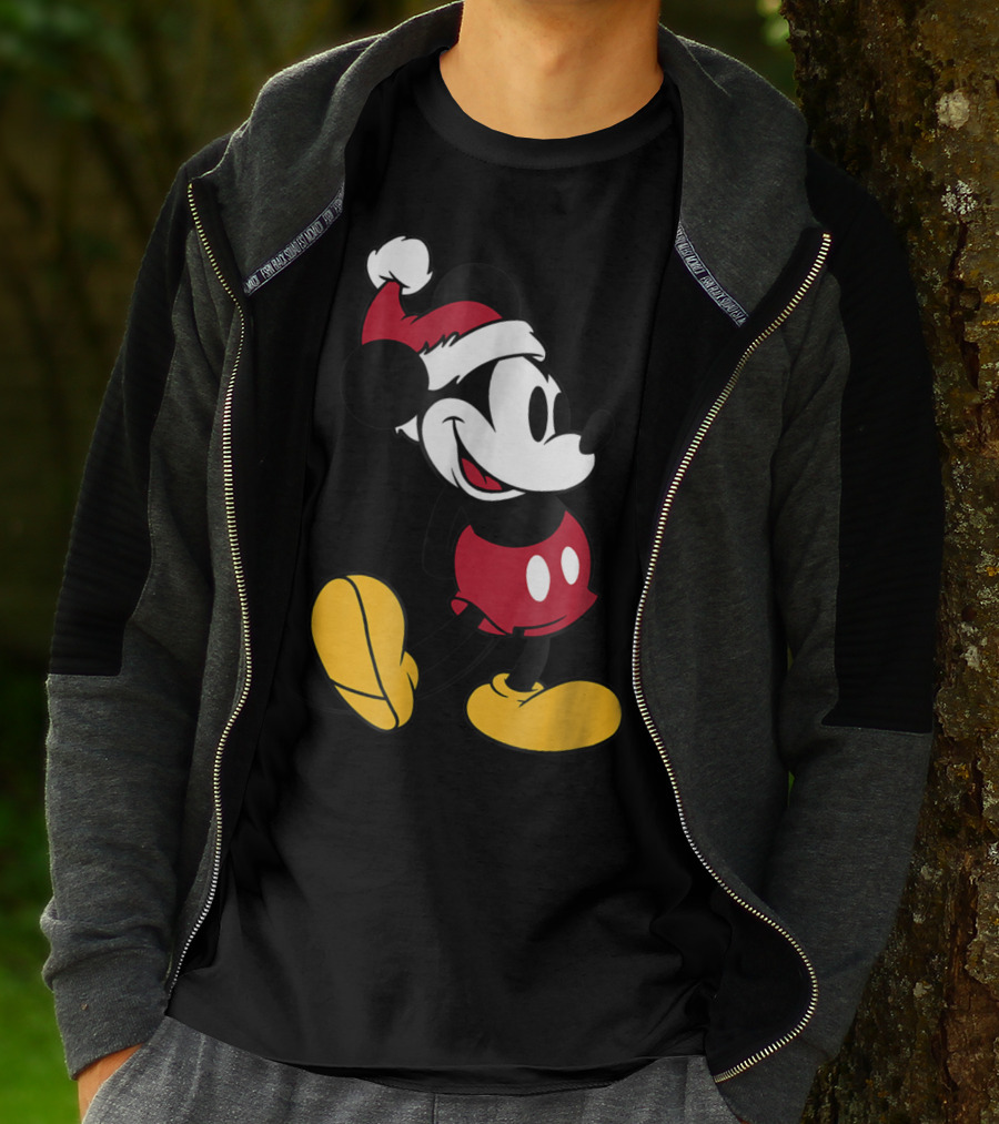 Disney Classic Mickey Mouse In Santa Hat T-Shirt