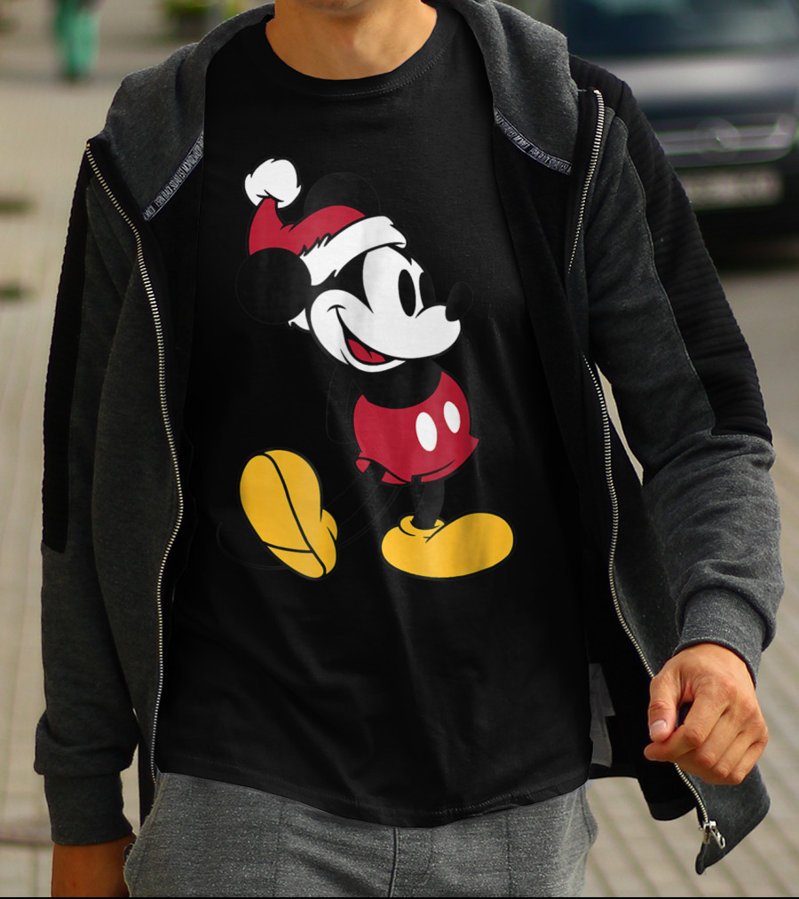 Disney Classic Mickey Mouse In Santa Hat T-Shirt