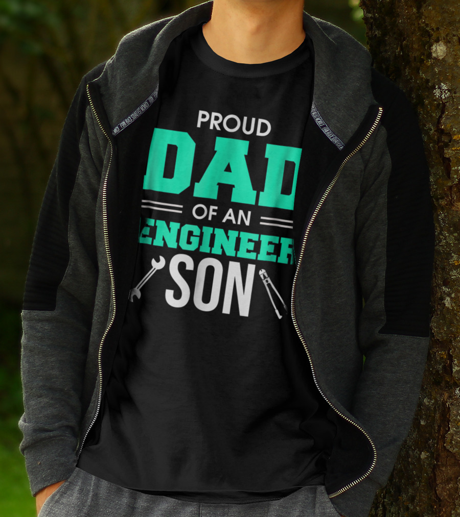 Proud Dad Of An Engineer Son With Wrench And Tool Icons T-Shirt