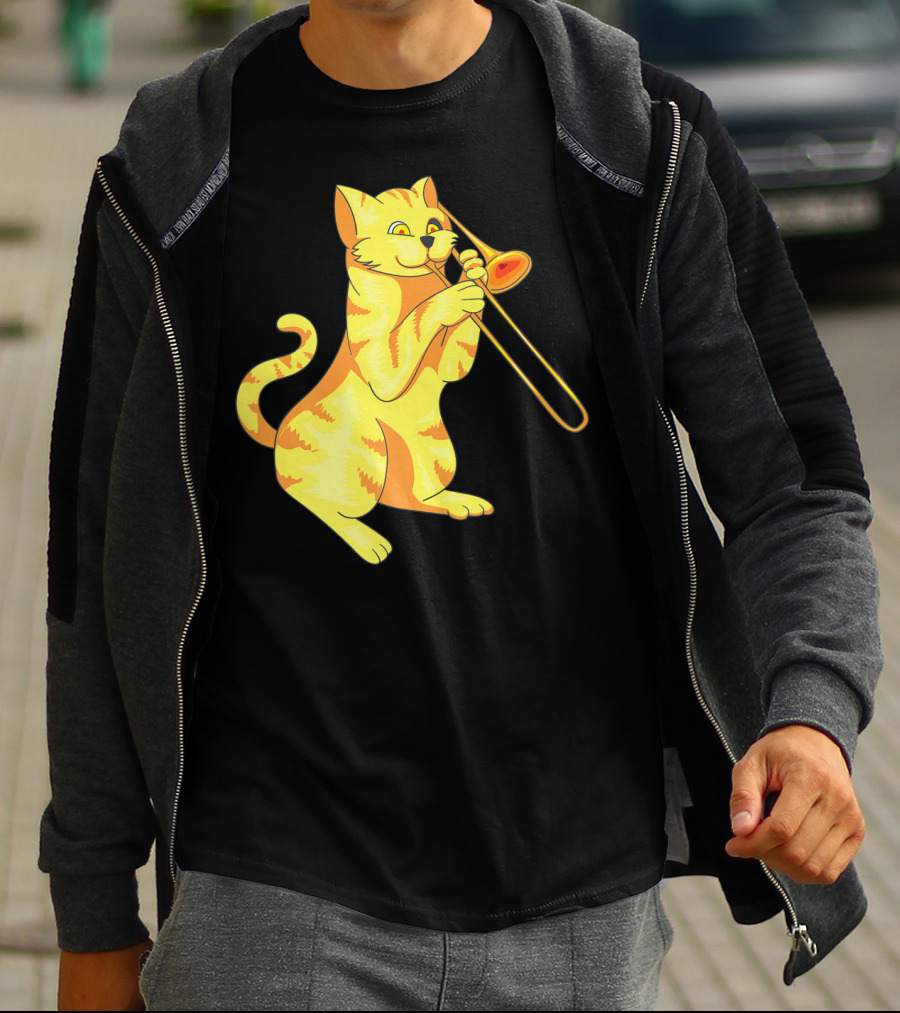 Cat Trombone Meow Music Collection T-Shirt