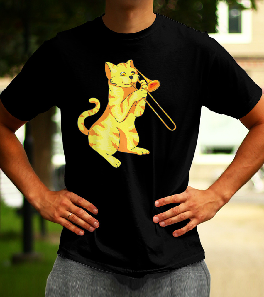 Cat Trombone Meow Music Collection T-Shirt