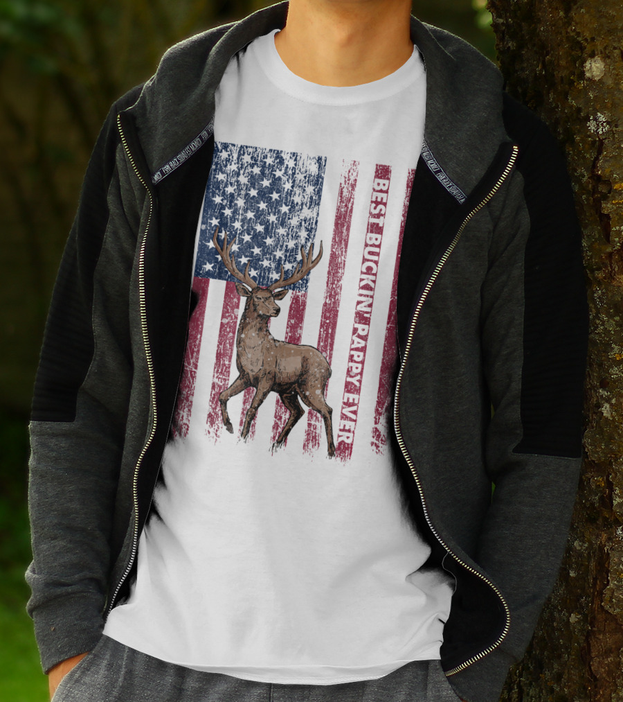 Best Buckin' Pappy Ever US Flag Deer Hunting T-Shirt
