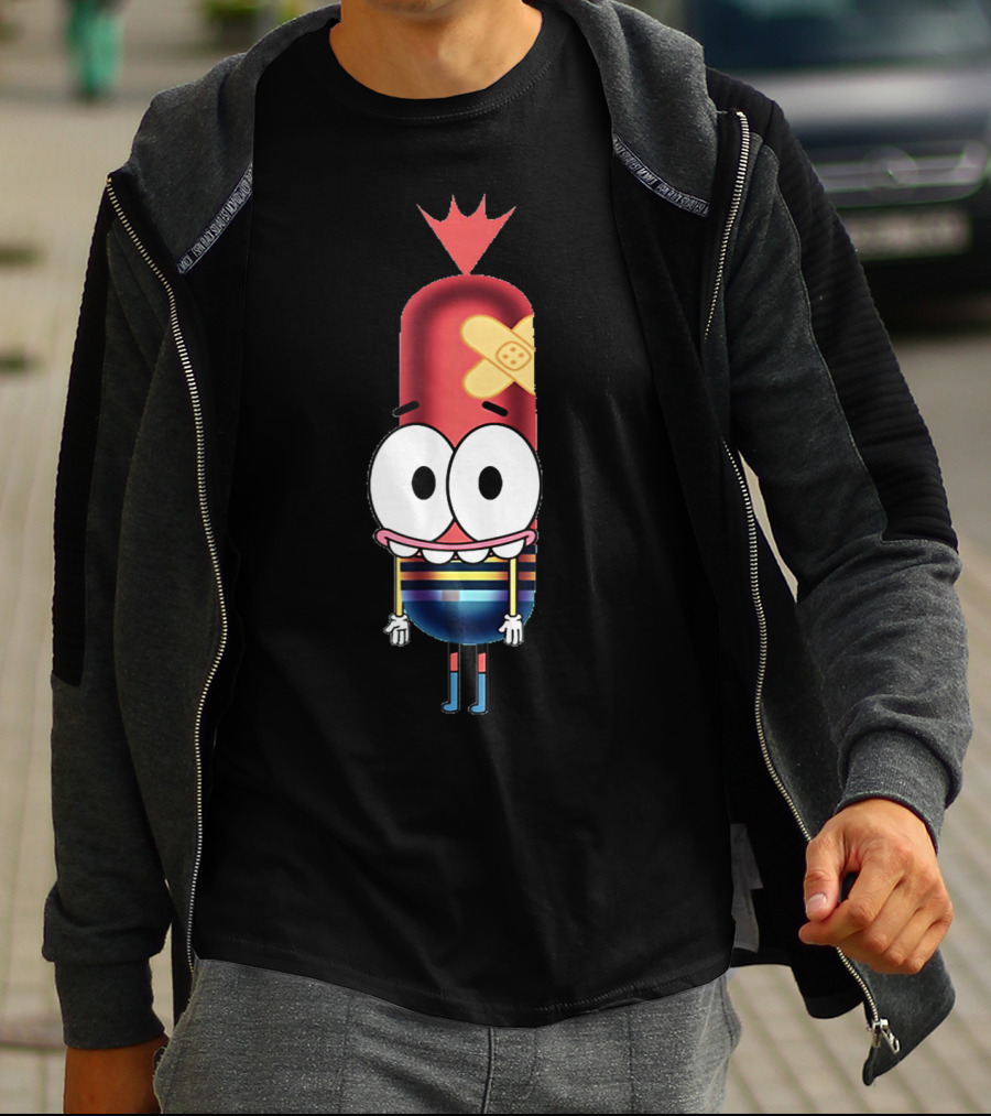 Funny Silly Idea Pinky Hotdog Cartoon Character T-Shirt