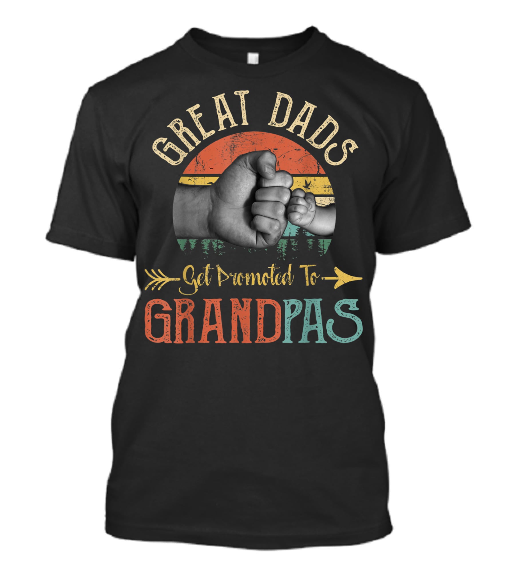 Great Dads Get Promoted To Grandpas Retro Fist Bump T-Shirt