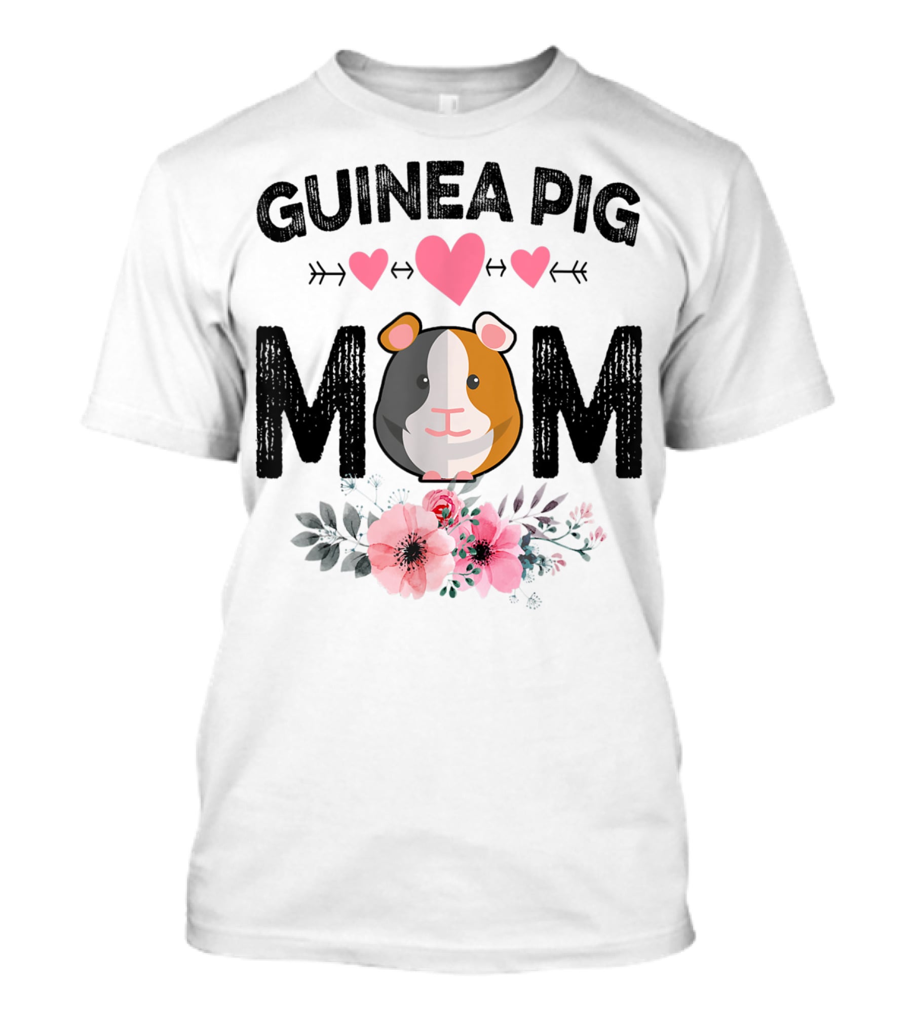 Guinea Pig Mom Heart And Flower T-Shirt