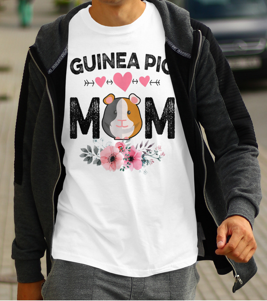 Guinea Pig Mom Heart And Flower T-Shirt
