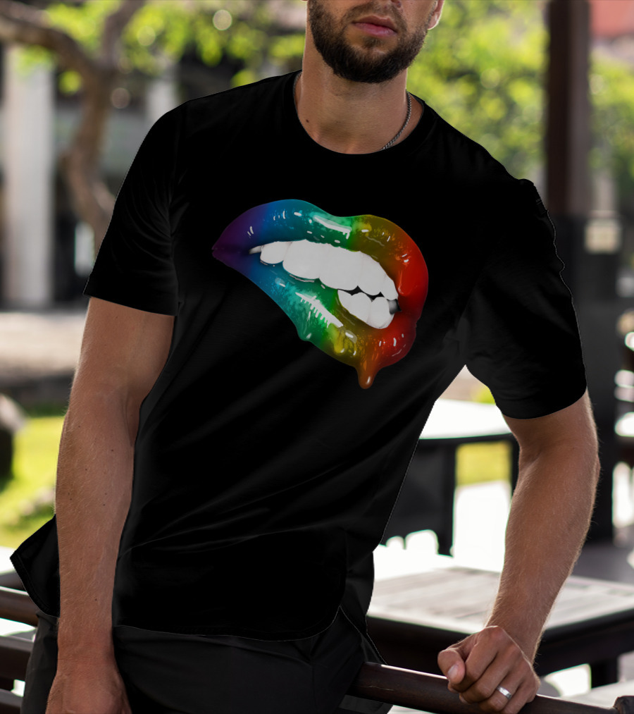 Rainbow Lips Cute Artful Makeup Addicts Lipstick Fashion Trends T-Shirt