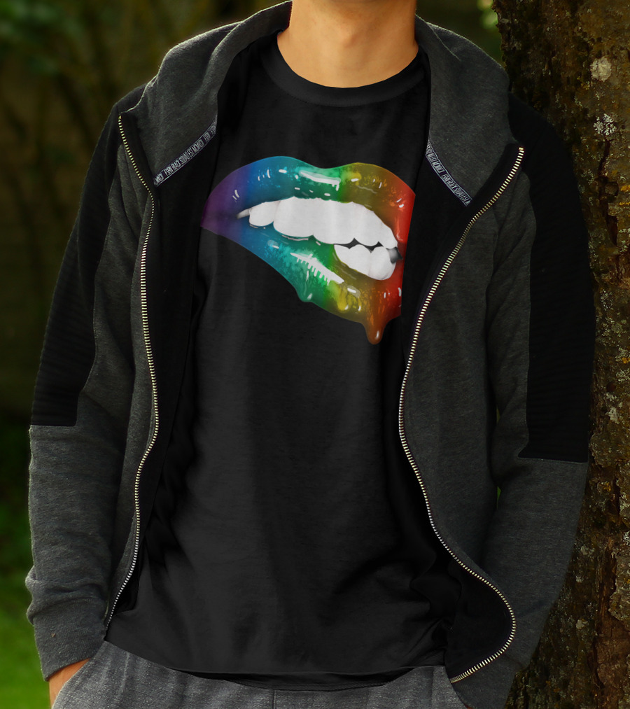 Rainbow Lips Cute Artful Makeup Addicts Lipstick Fashion Trends T-Shirt