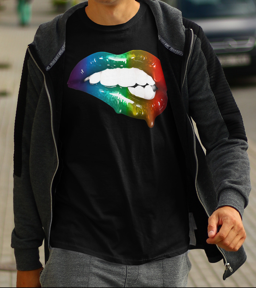 Rainbow Lips Cute Artful Makeup Addicts Lipstick Fashion Trends T-Shirt