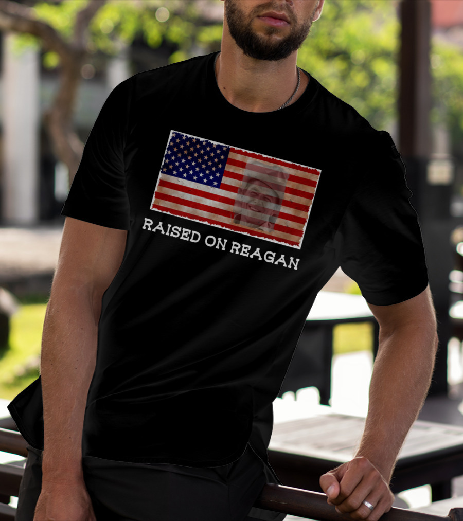 Raised On Reagan American Flag T-Shirt