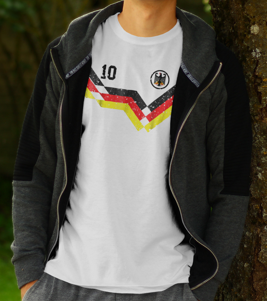 Deutschland Retro Soccer Jersey Number 10 With German Eagle Emblem T-Shirt