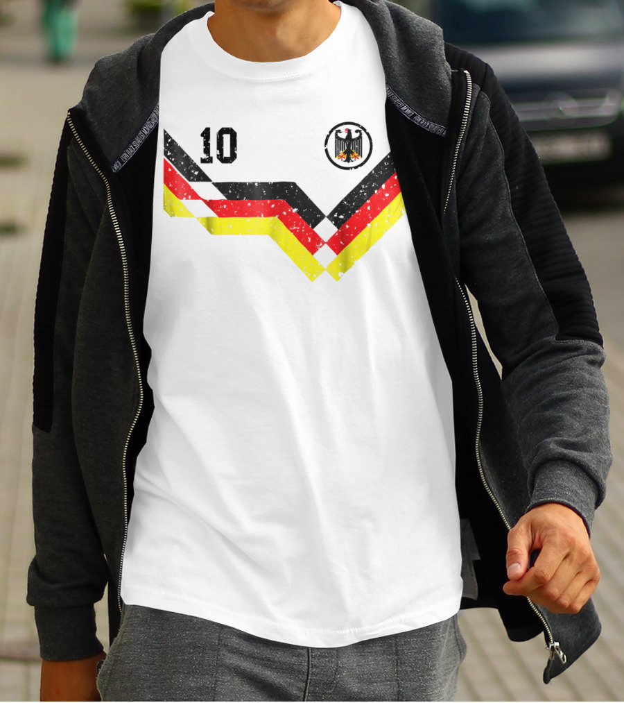Deutschland Retro Soccer Jersey Number 10 With German Eagle Emblem T-Shirt
