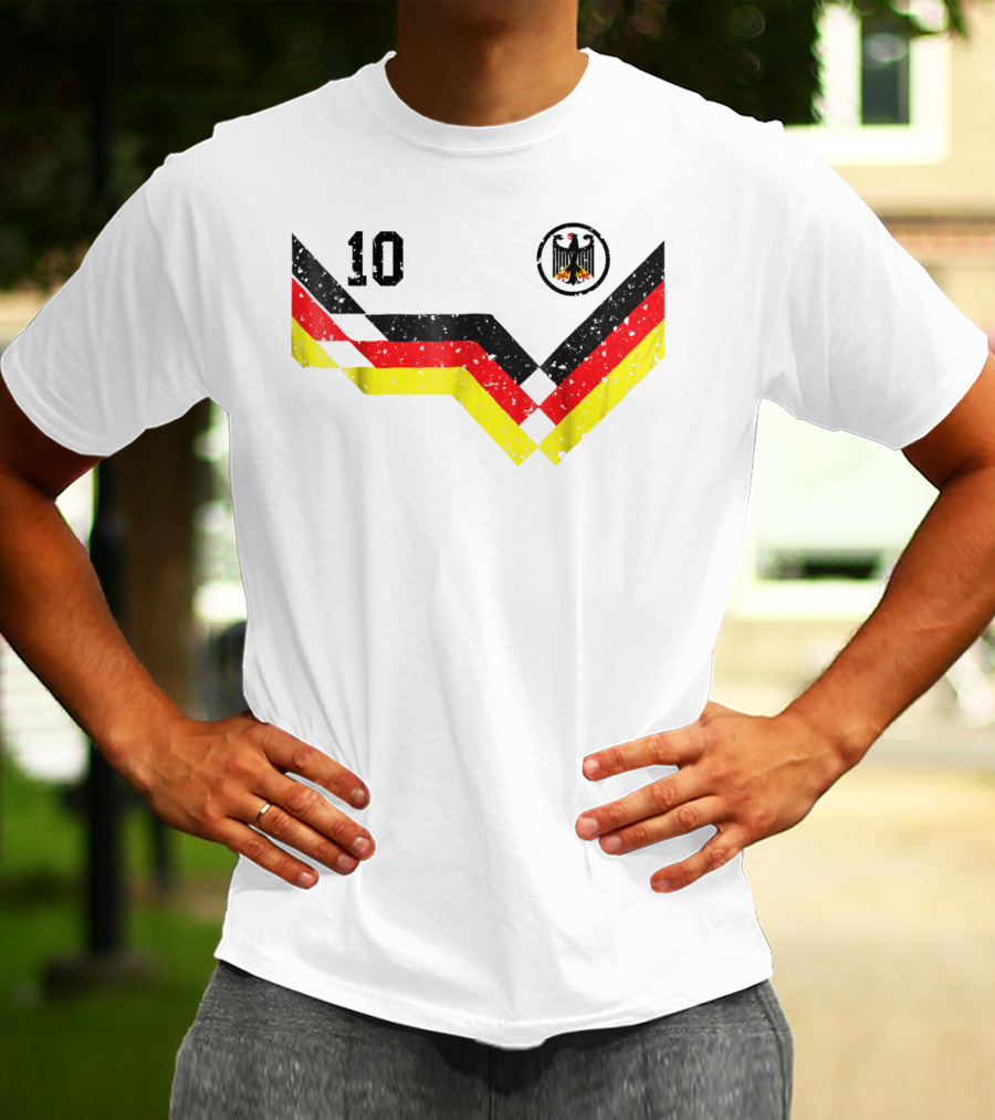Deutschland Retro Soccer Jersey Number 10 With German Eagle Emblem T-Shirt