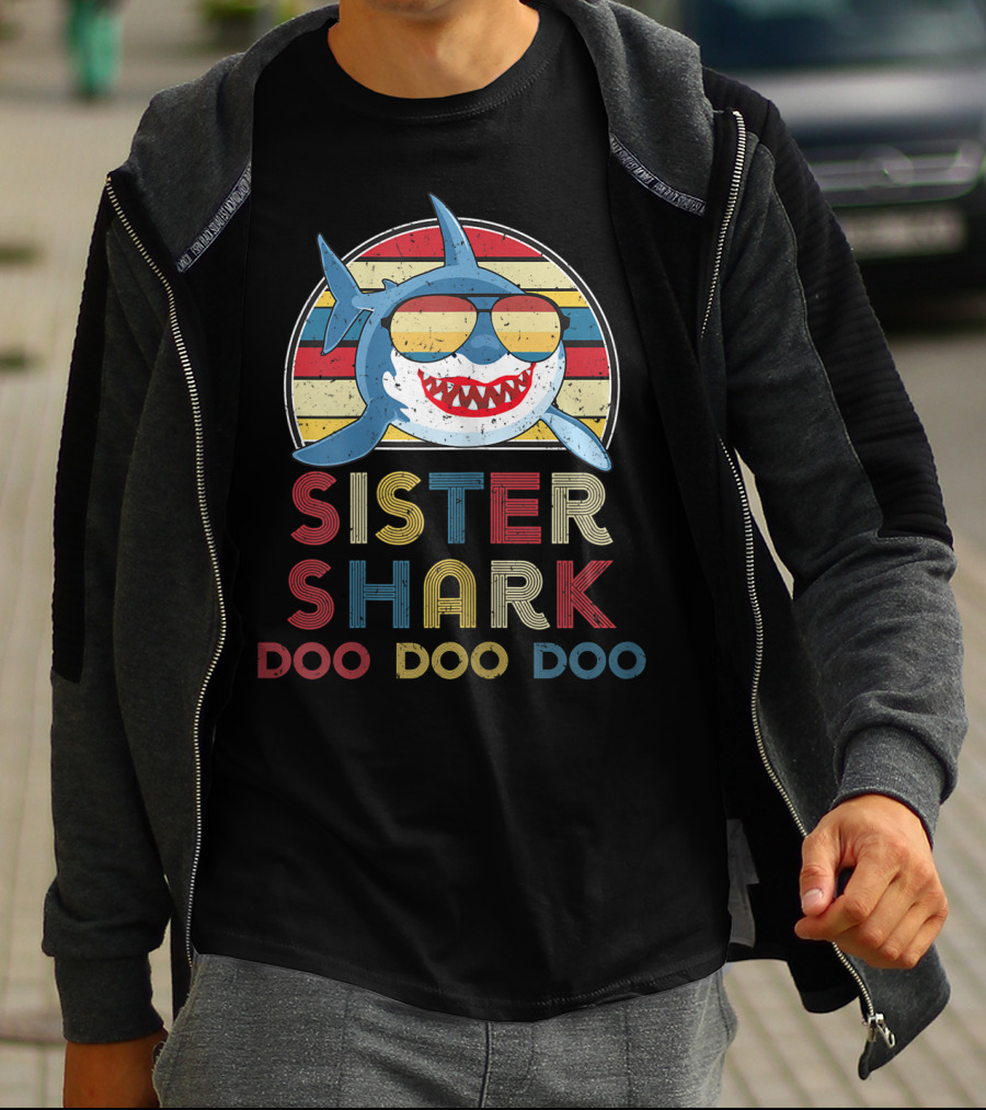 Sister Shark Doo Doo Doo Retro Vintage T-Shirt