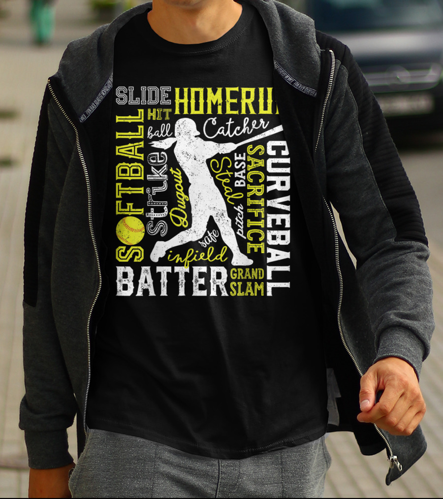 Softball Batter Pitch Homerun Curveball Slide Catcher Strike Grand Slam T-Shirt