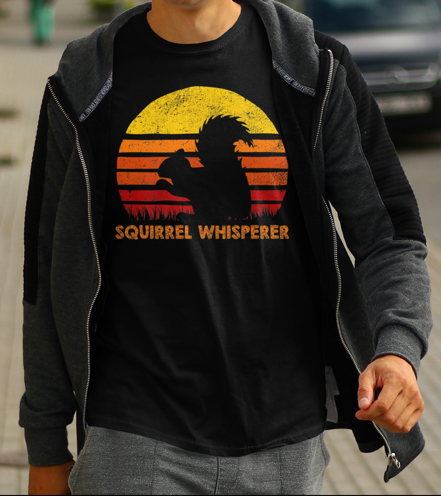 Squirrel Whisperer Sunset Retro T-Shirt