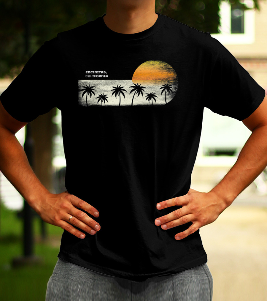 Encinitas California Ocean Sunset With Palm Trees T-Shirt
