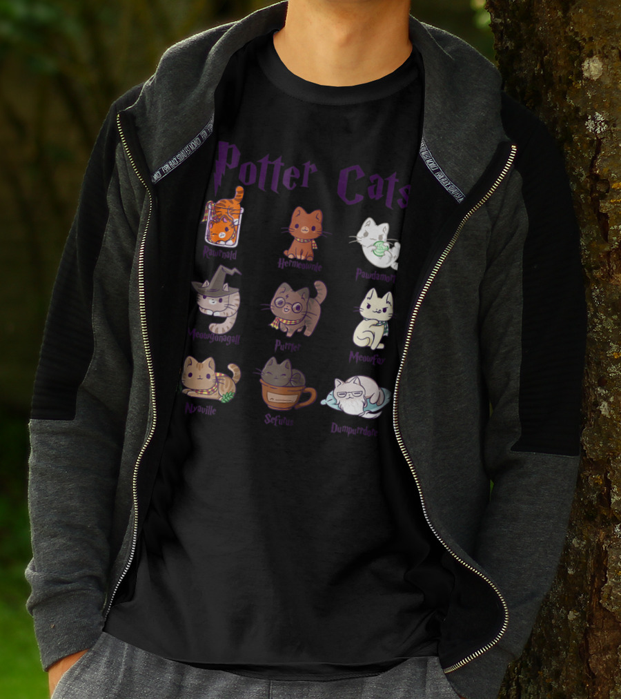 Potter Cats Resnwold Hermiawnie Puurfin Purrdamentor Minervagcatl Severine Dumblepurr Kitten T-Shirt