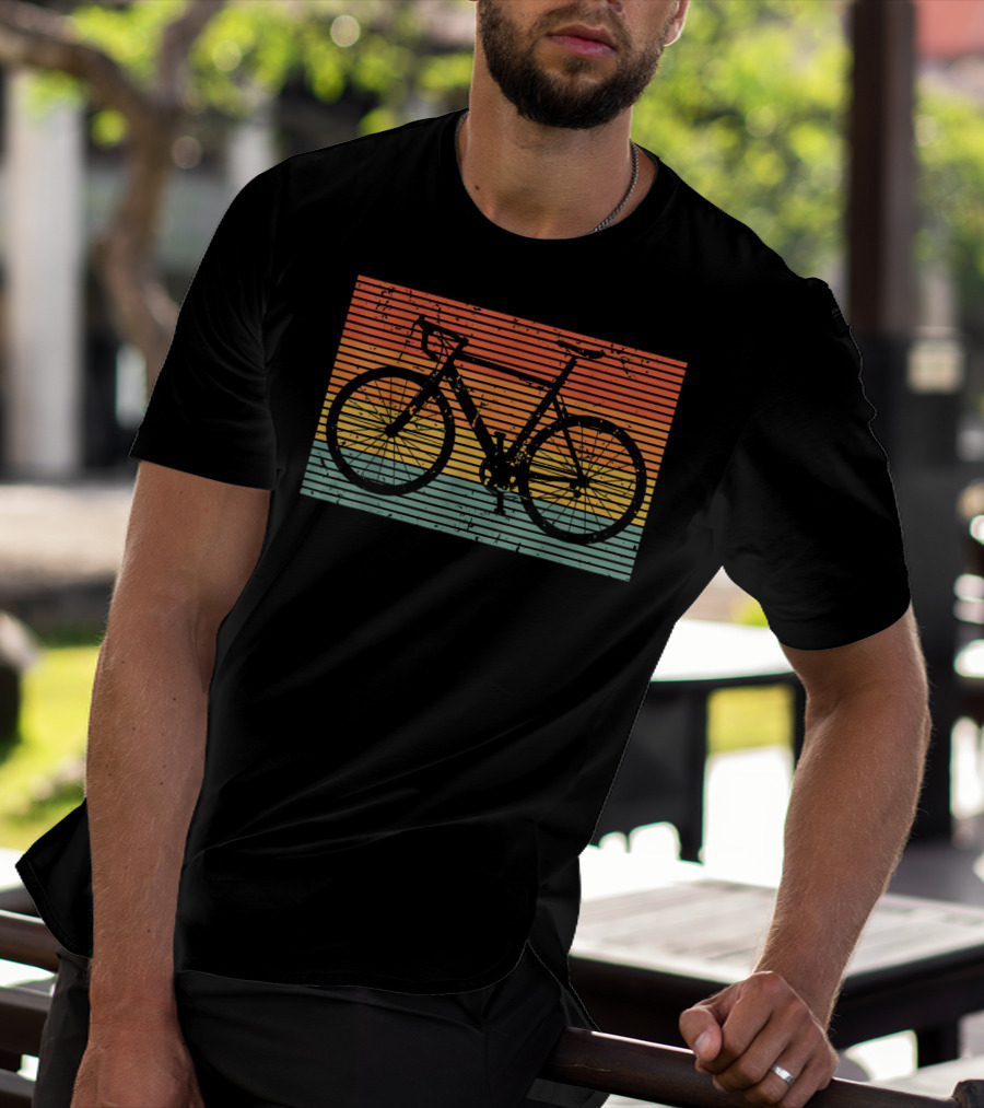 Racing Bicycle Road Bike Racer Uniqu Vintage Sunset Stripe T-Shirt